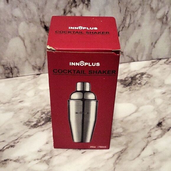 Metal Cocktail Shaker With Strainer & Lid 9 1/2" tall New - Picture 10 of 10